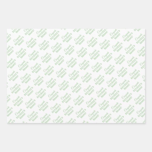 Personalisierte Glückwunsch Retiree! Weiß auf Sage Geschenkpapier Set (Vorderseite 2)