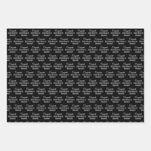 Personalisierte Glückwunsch Retiree! Weiß auf Schw Geschenkpapier Set (Vorderseite 3)