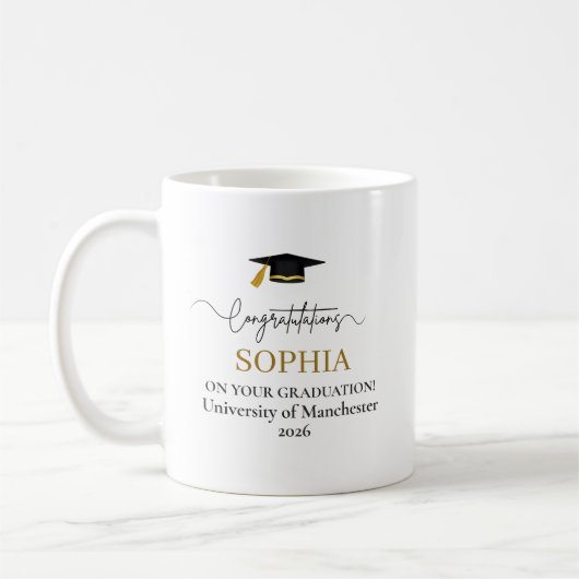 Personalisierte Glückwünsche zum Abschluss 2026  Kaffeetasse (Links)