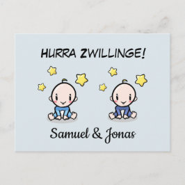 Personalisierte Glückwünsche zur Geburt Zwillinge, Postkarte