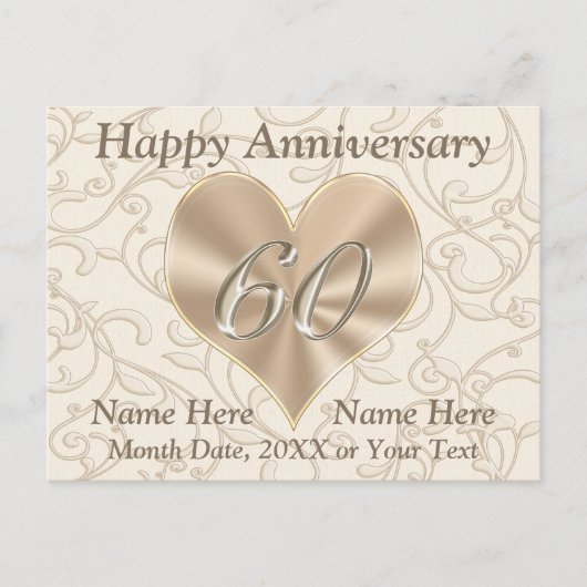Personalisierte Glückwunschkarten zum 60-jährigen  Postkarte (Vorderseite)