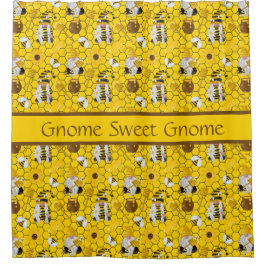 Personalisierte Gnome machen Honig aus gelber Blüt Duschvorhang