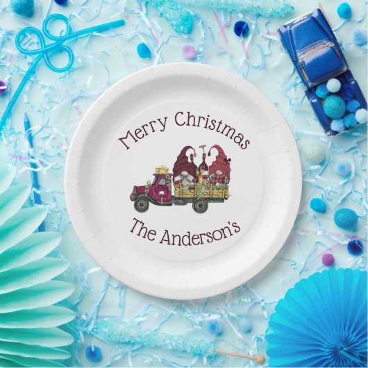 Personalisierte Gnome Weinkeller Weihnachten Pappteller (Party)