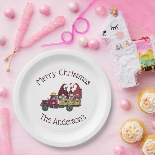 Personalisierte Gnome Weinkeller Weihnachten Pappteller (Party)