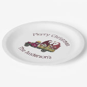 Personalisierte Gnome Weinkeller Weihnachten Pappteller (Schrägansicht)