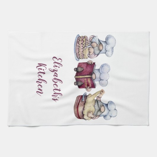 Personalisierte Gnomes Backen Kochen Niedlich Whim Geschirrtuch (Horizontal)