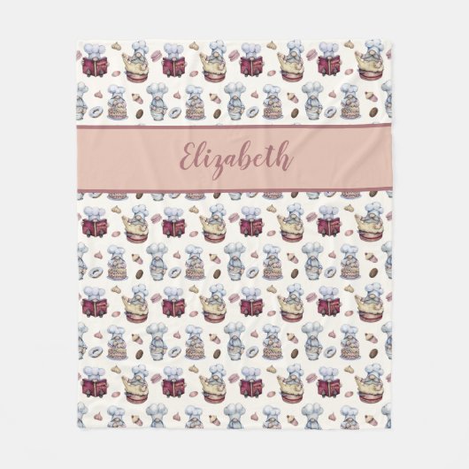 Personalisierte Gnomes Backkuchen Donuts Trendy Fleecedecke (Vorderseite)