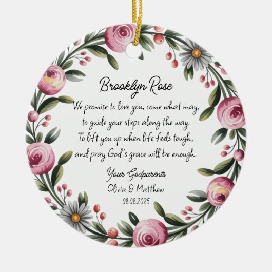 Personalisierte Godeltern versprechen Taufe Keramik Ornament (Vorne)