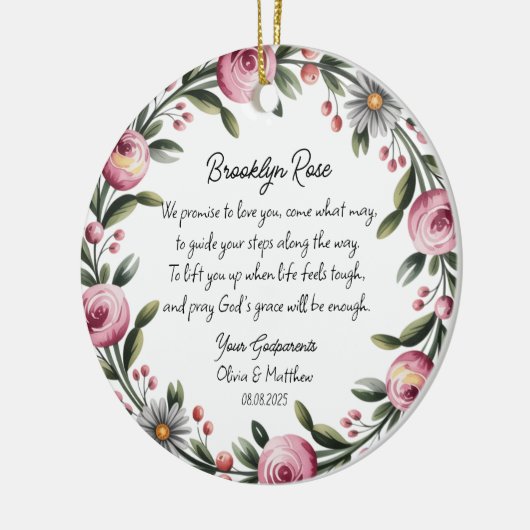 Personalisierte Godeltern versprechen Taufe Keramik Ornament (Links)