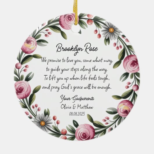 Personalisierte Godeltern versprechen Taufe Keramik Ornament (Hinten)