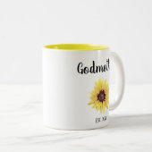 Personalisierte Godmutter Est. Farbige Sonnenblume Zweifarbige Tasse (VorderseiteRechts)
