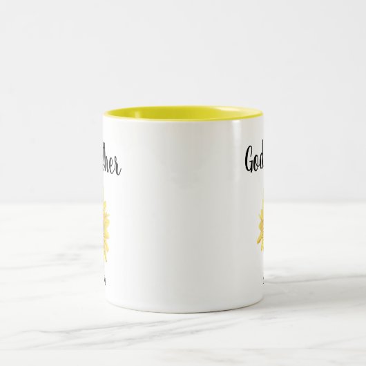 Personalisierte Godmutter Est. Farbige Sonnenblume Zweifarbige Tasse (Mittel)