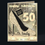 Personalisierte Gold 50. Geburtstagskarte Karte<br><div class="desc">Personalisiertes Gold zum Thema 50. Geburtstag Grußkarte Idee für sie. Erstellen Sie eine 50. Geburtstagskarte für Mutter,  Tochter,  Ehefrau oder Freundin.</div>