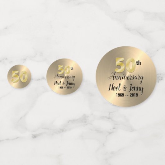 Personalisierte Gold 50-Jubiläumsrunde Konfetti (Rückseiten)
