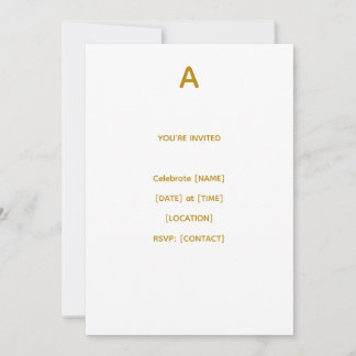 Personalisierte Gold Anfangsbuchstabe Geburtstagsf Einladung