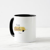 Personalisierte Gold & Black Modern Chic Team Brid Tasse (Vorderseite Links)
