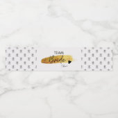 Personalisierte Gold & Black Modern Chic Team Brid Wasserflaschenetikett (Einzelnes Label)