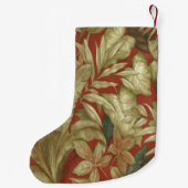 Personalisierte Gold-Blätter auf Red Christmas Str Kleiner Weihnachtsstrumpf (Rückseite)