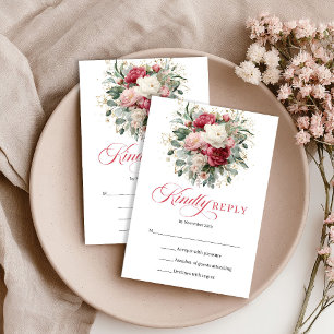 Personalisierte Gold Boho Hochzeit RSVP Floral Karte