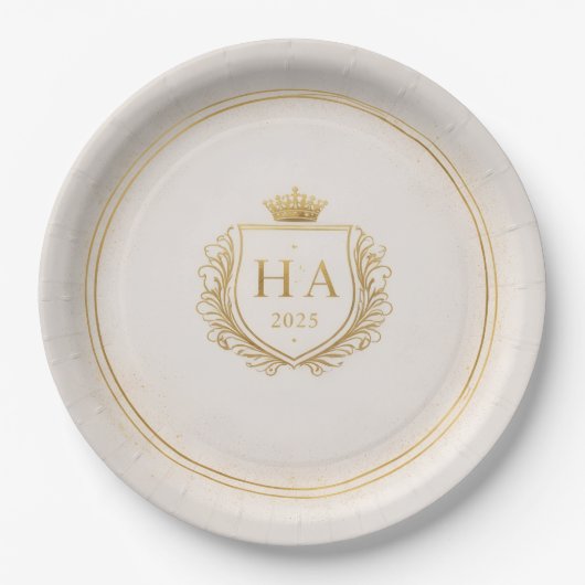 Personalisierte Gold Crest Papierplatten Pappteller (Vorderseite)