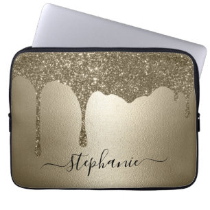 Personalisierte Gold-Glitter-Drip-Laptop-Hülle Laptopschutzhülle