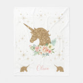 Personalisierte Gold Glitter Einhorn Decke (Vorderseite)