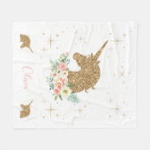 Personalisierte Gold Glitter Einhorn Decke (Vorderseite (Horizontal))