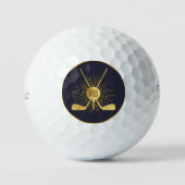Personalisierte Gold-Golfklubs Golfball (Vorderseite)