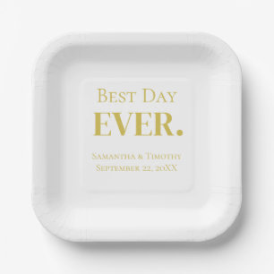 Personalisierte Gold Hochzeit Best Day Ever  Pappteller