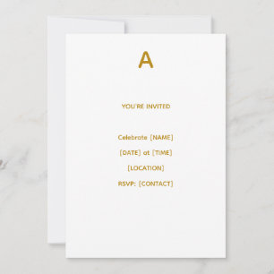 Personalisierte Gold-Initial-Geburtstagseinladung Einladung