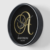Personalisierte Gold-Mit Monogramm-Letter-A-Famili Uhr (Winkel)