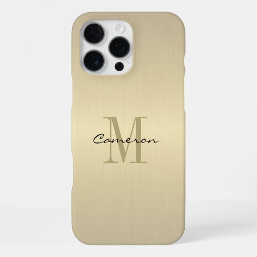 Personalisierte Gold-Monogramm-Initiale und Name iPhone Hülle (Rückseite)