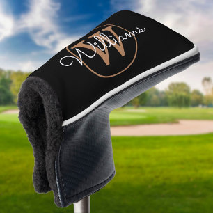 Personalisierte Gold-Monogramm-Schriftname Golf Headcover