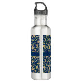 Personalisierte Gold Navy Edelstahlflasche (Rückseite)