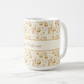 Personalisierte Gold Ornamente Bows Weihnachtsfeie Kaffeetasse (VorderseiteRechts)