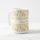 Personalisierte Gold Ornamente Bows Weihnachtsfeie Kaffeetasse (Vorderseite Links)