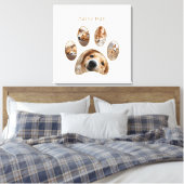 Personalisierte Gold Paw Print Pet FotoCollage Leinwanddruck (Insitu (Schlafzimmer))