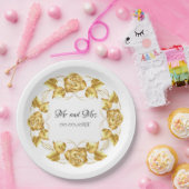 Personalisierte Gold Rose Hochzeitspapier-Teller Pappteller (Party)