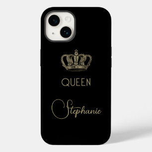 Personalisierte Gold Royalty Queen auf Black Case-Mate iPhone 14 Hülle
