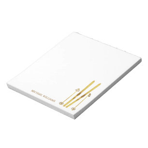 Personalisierte Gold-Skier Vintage-Ski-Illustrat Notizblock