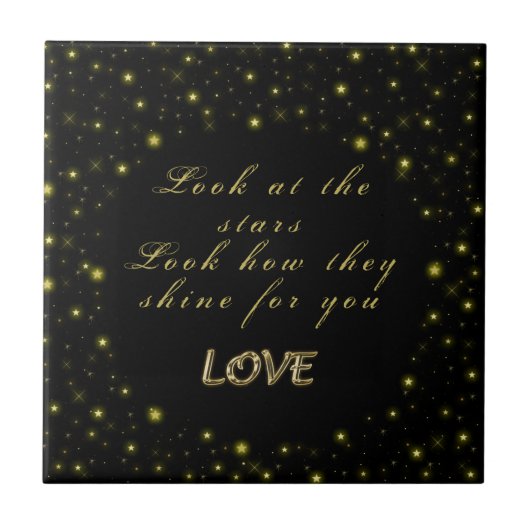 Personalisierte Gold- und Glitzern-Sterne in Schwa Fliese (Vorderseite)