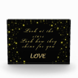 Personalisierte Gold- und Glitzern-Sterne in Schwa Fotoblock