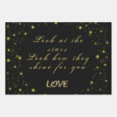 Personalisierte Gold- und Glitzern-Sterne in Schwa Geschenkpapier Set (Vorderseite)