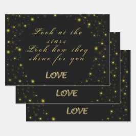 Personalisierte Gold- und Glitzern-Sterne in Schwa Geschenkpapier Set