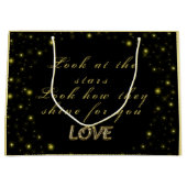 Personalisierte Gold- und Glitzern-Sterne in Schwa Große Geschenktüte (Vorderseite)