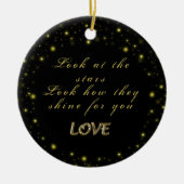 Personalisierte Gold- und Glitzern-Sterne in Schwa Keramik Ornament (Vorne)