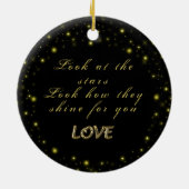 Personalisierte Gold- und Glitzern-Sterne in Schwa Keramik Ornament (Hinten)