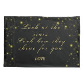 Personalisierte Gold- und Glitzern-Sterne in Schwa Kissenbezug (Rückseite)