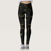 Personalisierte Gold- und Glitzern-Sterne in Schwa Leggings (Vorderseite)