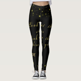 Personalisierte Gold- und Glitzern-Sterne in Schwa Leggings
